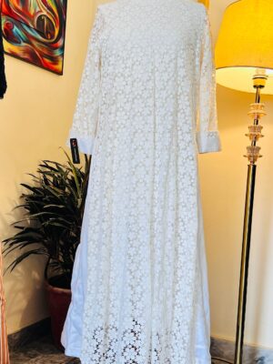 White Lace A-Line Maxi Dress