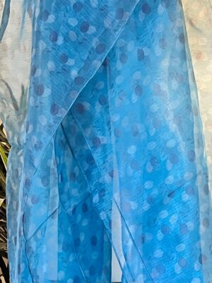 Elegant Blue organza Dupatta with Subtle Polka Dots